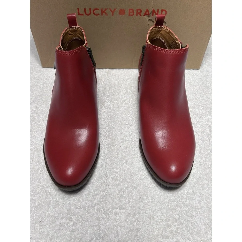 Lucky Brand Women's 7.5M Basel Leather Booties In Garnet Brand New In Box